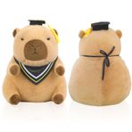 MeYuxg Capybara pelüş hayvan, Capybara bilim adamı şapkalı pelüş hayvan, 35 cm, sevimli yumuşak kapibara pelüş hayvan, erkek ve kız çocukları için mezuniyet hediyesi, hediyelik eşya (A,35 cm)
