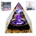 MeYuxg Kristal piramit orgonit piramit, ametist taş, ametist çakra kristalleri, altın folyo süs, manevi çakra taşları, manevi dekorasyon, Reiki şifalı kristal küre, meditasyon, şifa piramidi, 6 cm