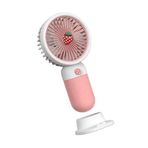 Meyve Figürlü Şarjlı El Fanı Taşınabilir Mini Vantilatör - Usb Girişli Masaüstü Standlı Soğutucu Fan 5637 (pembe)
