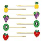 Meyve Saç İğneleri Elma Karpuz Muz Çilek Kiraz Ananas Charm Barrette Bobby Pins Dekoratif Metal Altın Tonlu Tokalar Saç Klipsleri Kadınlar için Dekoratif Aksesuarlar (renkli B, 2,5)