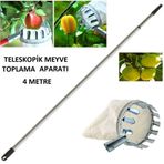 Meyve Toplama Aparatı Sepeti Çap Ø16 Cm 4 Metre Teloskopik Saplı