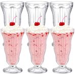 Mezchi 6'lı Paket Akrilik Milkshake Bardakları, 17 oz Şeffaf Eski Moda Soda Bardağı, Kırılmaz Ayaklı Dondurma Bardakları, Plastik Pina Colada Çeşme Bardakları, Meyve Suyu için Harika, Tropikal