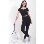 mezozoik Siyah Yüksek Bel Çapraz Kemer Kaşkorse Yan Dikişsiz Fitilli Spor Tayt