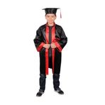 Mezuniyetshop Kep Cübbe Anaokul Siyah Kırmızı Ön Biyeli