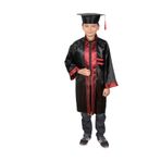 Mezuniyetshop Kep Cübbe Ilkokul Siyah Bordo Ön Biyeli