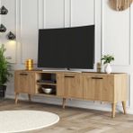 Mezza 1587 Ahşap Ayaklı 180 cm TV Ünitesi Modern Tasarım Sepet Ceviz Suntalam Malzeme Özellikleri