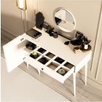 Mezza 2240 Love Aynalı (Ahşap Ayaklı) Mdf Profil Çerçeveli Çekmeceli - Kapaklı 120 cm Makyaj Masası Beyaz