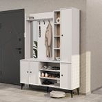 Mezza 5050 Verona 4 Profil Kapaklı 4 Askılı 15 Raflı Sol Aynalı Portmanto Beyaz Yunus