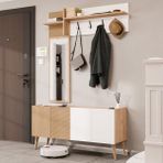 Mezza 5060 THEO 4 KAPAKLI 6 RAFLI 4 ASKILI SOL AYNALI PORTMANTO SEPET BEYAZ YUNUS - Sepet Ceviz - Beyaz