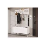 Mezza 5065 Theo 4 Kapaklı 6 Raflı 4 Askılı Sağ Aynalı Portmanto Beyaz