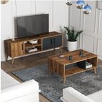 Mezza EXXEN 150 CM (AHŞAP AYAKLI) TV ÜNİTESİ ORTA SEHPA SETİ HAT ANTRASİT SET 1580-2070
