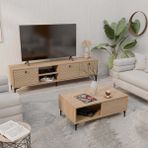 Mezza Set 1364-2092 Vision Modern Tasarımlı TV Ünitesi ve Orta Sehpa Seti Suntalam Malzemeden 180 cm - Meşe