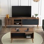Mezza Set 1581-2070 Exxen 180 cm Tv Ünitesi + Exxen Orta Sehpa - Hat-Antrasit Rengi