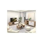 Mezza Set 1585-2074-1624 Exxen (ahşap Ayakli) Tv Ünitesi - Orta Sehpa - Konsol Seti Sepet - Beyaz Meşe