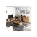 Mezza Set 1586-2076-1626 (Ahşap Ayaklı) Tv Ünitesi - Orta Sehpa - Konsol Seti Sepet Rengi Meşe
