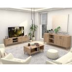 Mezza Set 1587-2076-1626 Exxen (Ahşap Ayaklı) Tv Ünitesi - Orta Sehpa - Konsol Seti Sepet Rengi - Sepet Ceviz