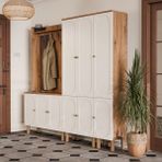 Mezza Set 5090-5094-5093 Roma Sol Aynalı 9 Kapaklı (Membran) 9 Askılı Raflı Bohem Portmanto Atlantik Çam - Meşe Beyaz