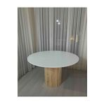 MFG AHŞAP uvarlak Yemek Masası, Modern Meşe Kaplama Yemek Masası, Toplantı Masası 90 Cm