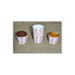 MFM Makaron Pembe Çizgili Muffin Cupcake Kek Kalıbı 25 Adet