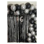MFM Parti 16 Yaş Rakam Gümüş Folyo Zincir Balon Seti