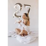 Mfm Parti 27 Yaş Rakam Gümüş Folyo Balon