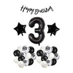 Mfm Parti 3 Yaş Siyah Folyo Balon Seti