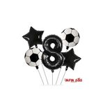 MFM Parti 8 Yaş Rakam Siyah Yuvarlak Futbol Taraftar Folyo Balon Doğum Günü Seti