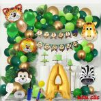 Mfm Parti A Harf 100 Cm Büyük Boy Safari Temalı Folyo Lüks Zincir Balon Seti
