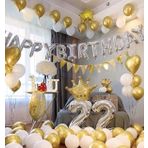 Mfm Parti Happy Birthday Gümüş Folyo Balon Doğum Günü Seti