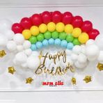 Mfm Parti Happy Birthday Kaligrafi Banner Yazı Ve Zincir Balon Seti