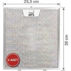 MFS Bosch / Siemens Uyumlu Aspiratör Filtresi Davlumbaz Alüminyum Filtre ( 25,5 cm x 30 cm ) 2 ADET
