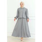 MG Etekli Tesettür Takım GRİ