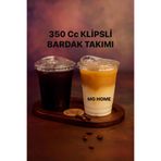 MG HOME 50 Adet 350 Cc Kapaklı Plastik Bardak Klipsli Limonata Soğuk Kahve Kapaklı Bardak Pet Milkshake