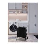 MG HOME 50 x 40 cm Metal Paslanmaz Kirli Çamaşır Sepeti Çok Amaçlı Sepet Siyah