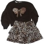 MG Mini Giyim Leopar Desenli Dijital Baskılı Sweat - Etekli Takım Kız Çocuk - 3 - 4 Yaş - Siyah