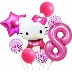Mg Store Hello Kitty 8 Yaş Balon Set Yıldız Balon Folyo Set Konsept Doğum Günü Set Yaş Balon Set