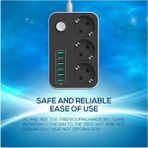 Mg Store Korumalı 2 Metre 3 Lü Priz 6 USB Port Çoklu Şarj Aleti