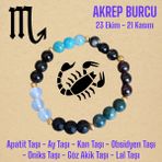 Mga Doğaltaş Akrep Burcu Bileklik (Apatit Taşı, Ay Taşı, Kan Taşı, Obsidyen, Oniks Taşı, Lal Taşı, Göz Akik Taş) - 17-18