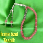 Mga Doğaltaş Doğal Taş Tesbih Gül Kuvars Tesbih Isme Özel Tesbih Kişisel Hediye Özel Doğal Taş Tesbih - Pembe
