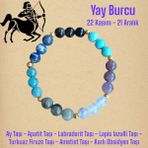 Mga Doğaltaş Yay Burcu Bilekliği (Ay Taşı, Apatit, Labradorit, Lapis Lazulli, Turkuaz, Ametist, Karlı Obsidyen) - 21-22