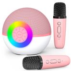 Mgaolo Çocuklar Yetişkinler için Mini Karaoke Makinesi, 2 Kablosuz Mikrofonlu Taşınabilir Bluetooth Hoparlör, Erkek ve Kız Çocuklar için MP3 Çalı Hediye Oyuncakları 3-12 Yaş Doğum Günü Aile Ev Partisi