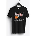 MGAX Basketbol Basketball Pota Baskılı Regular Sıfır Yaka %100 Pamuk Unisex Penye T-Shirt - Siyah