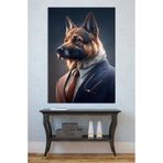 Mgi Design Alman Kurdu Takım Elbiseli Portre Kanvas Tablo, Ofis Bar Genç Odası, 50x70 cm, Çok Renkli