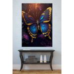 Mgi Design Altın ve Lacivert Kelebek Kanvas Tablo, Modern Doğa Temalı, UV Baskı, 50x70 cm