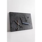 Mgi Design Berber Makas ve Ustura Seti Kanvas Tablo, Modern Erkek Bakım Dekor, Minimal Barber Aksesuarları, 50x35 cm