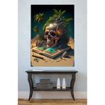 Mgi Design Fantastik Tropikal Ada Kuru Kafa Kanvas Tablo, Dekoratif Duvar Panosu, 70x100 cm, Kitap Temalı