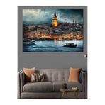 Mgi Design İstanbul Galata Kulesi Dekoratif Kanvas Tablo, MDF Ahşap Çerçeve, 70x50 cm