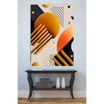 Mgi Design Modern Geometrik Kanvas Tablo, Turuncu Siyah Minimalist Duvar Dekoru, 80x120 cm, Salon Ofis Ev Dekorasyonu