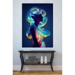 Mgi Design Modern Soyut Sanat Neon Işıklı Figür Kanvas Tablo, Salon Duvar Dekoru, 35x50 cm, Çok Renkli