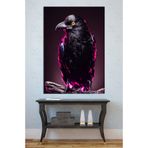 Mgi Design Neon Işıklı Kara Karga Kanvas Tablo, Gotik Modern Hayvan Figürlü, UV Baskı Duvar Dekoru, 80x120 cm